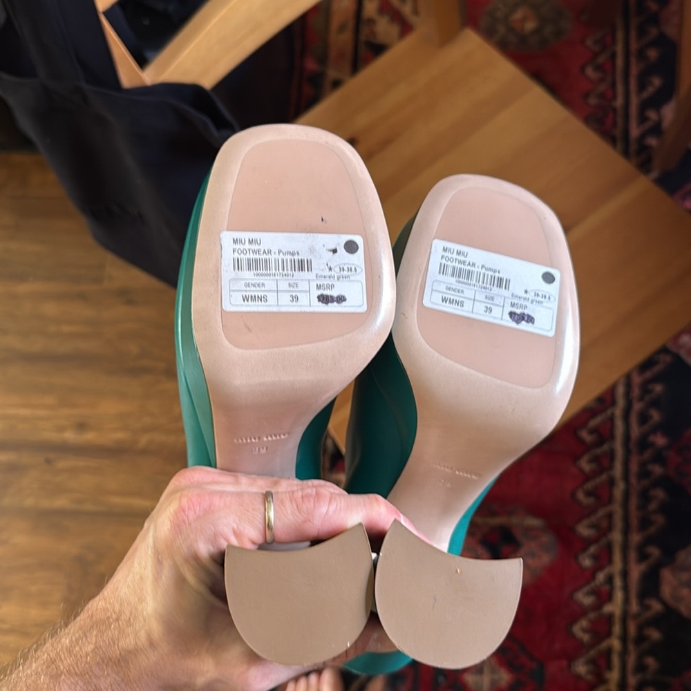 Miu Miu teal platform heels - Picture 13 of 15
